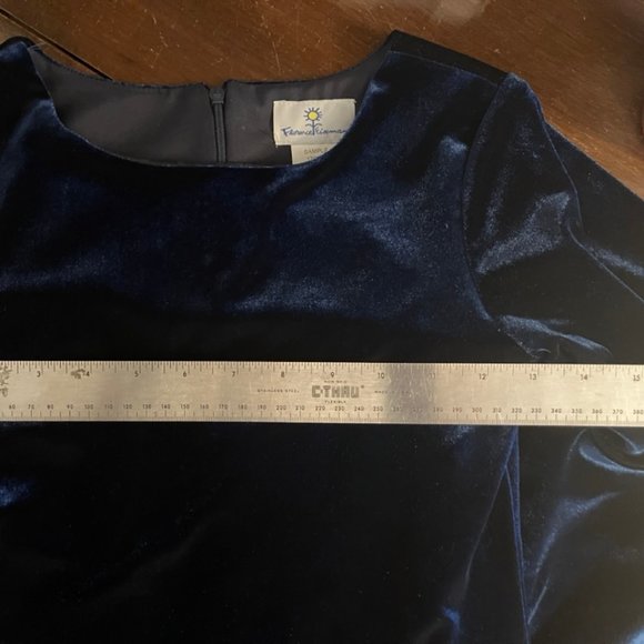 Florence Eiseman Girls Midnight Blue Stretch Velvet Lace Cuff SZ 8 Dress - Picture 10 of 13